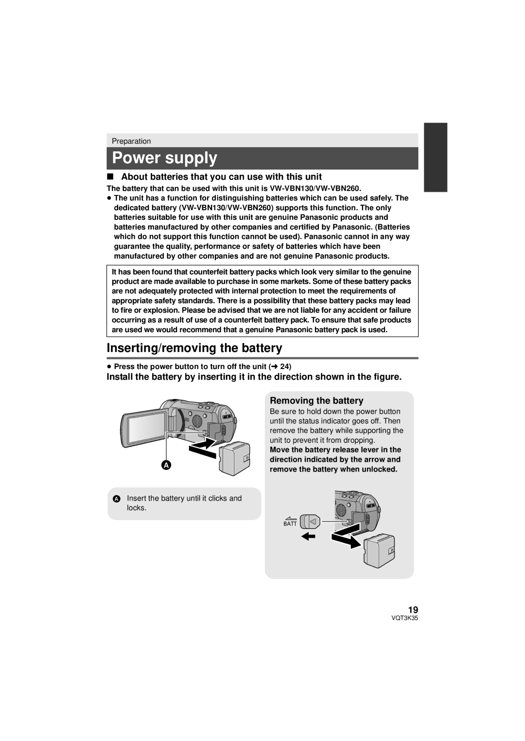 Panasonic HDC-SD800P Power supply, Inserting/removing the battery, About batteries that you can use with this unit 