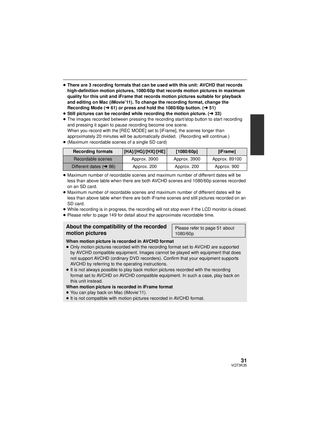 Panasonic HDC-SD800P owner manual About the compatibility of the recorded motion pictures 