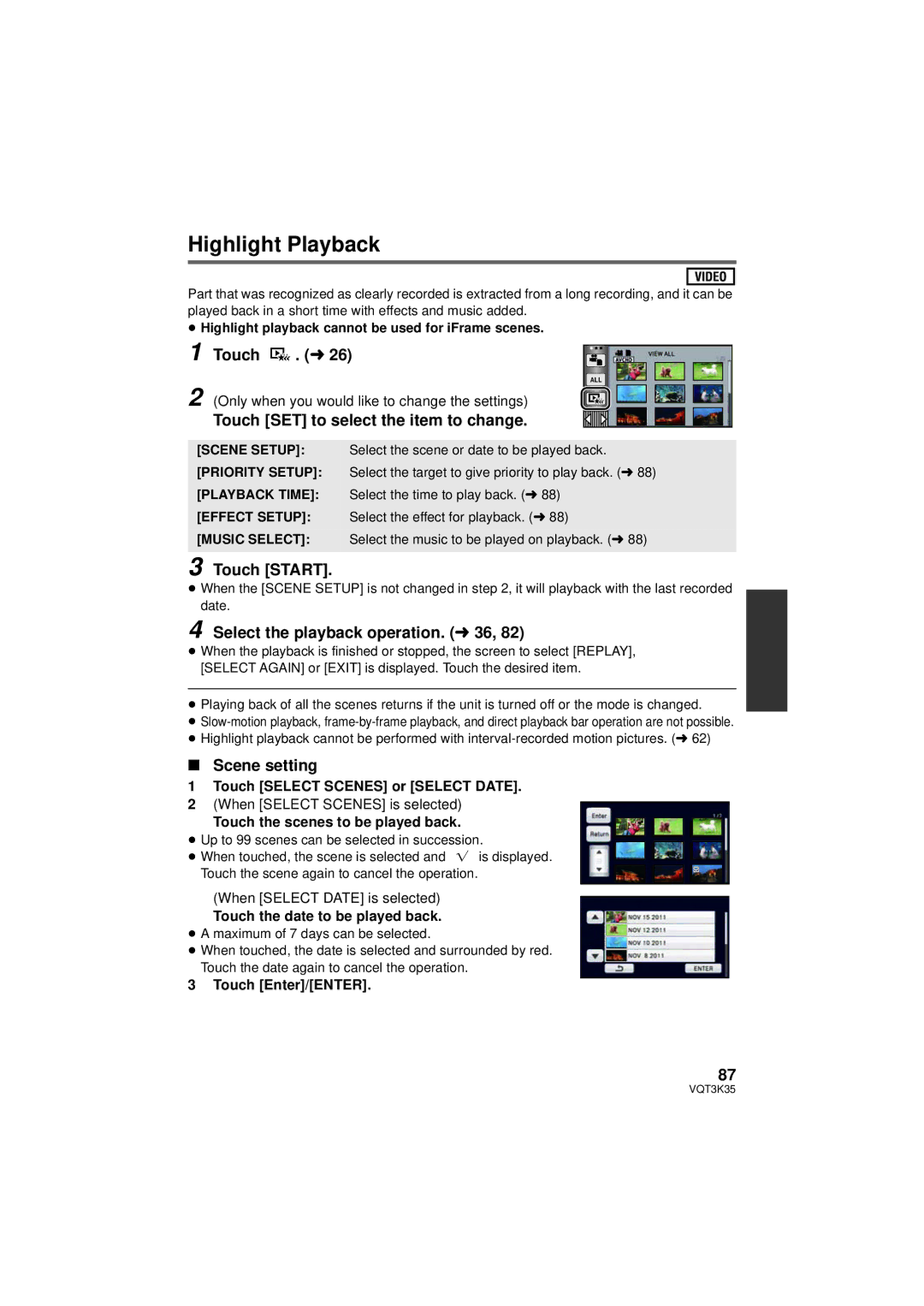 Panasonic HDC-SD800P owner manual Highlight Playback 