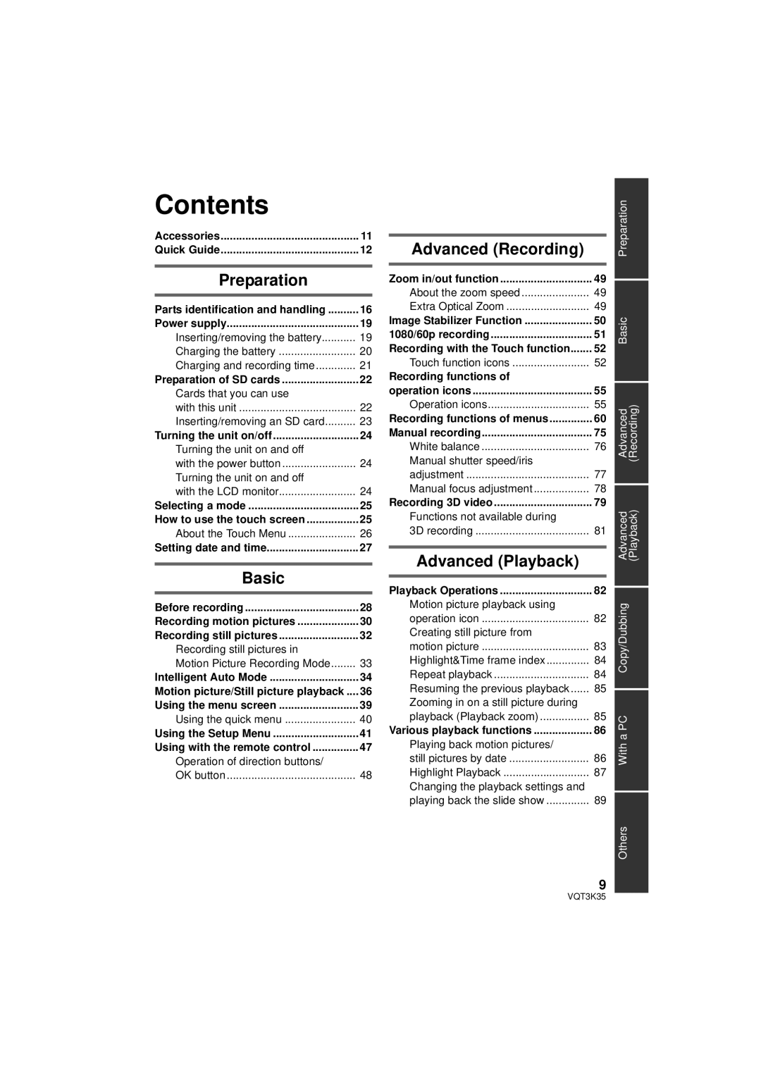 Panasonic HDC-SD800P owner manual Contents 