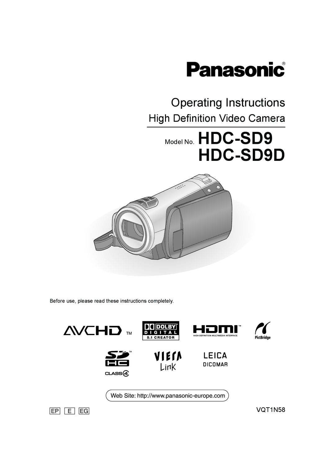 Panasonic HDC-SD9D operating instructions 