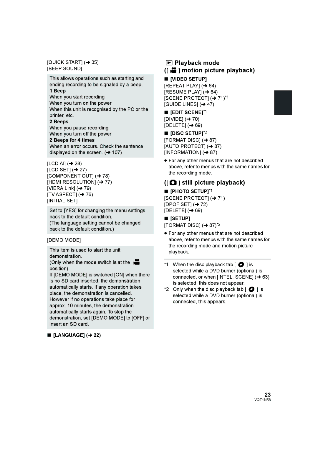 Panasonic HDC-SD9D operating instructions Playback mode Motion picture playback, Still picture playback, Edit SCENE*1 