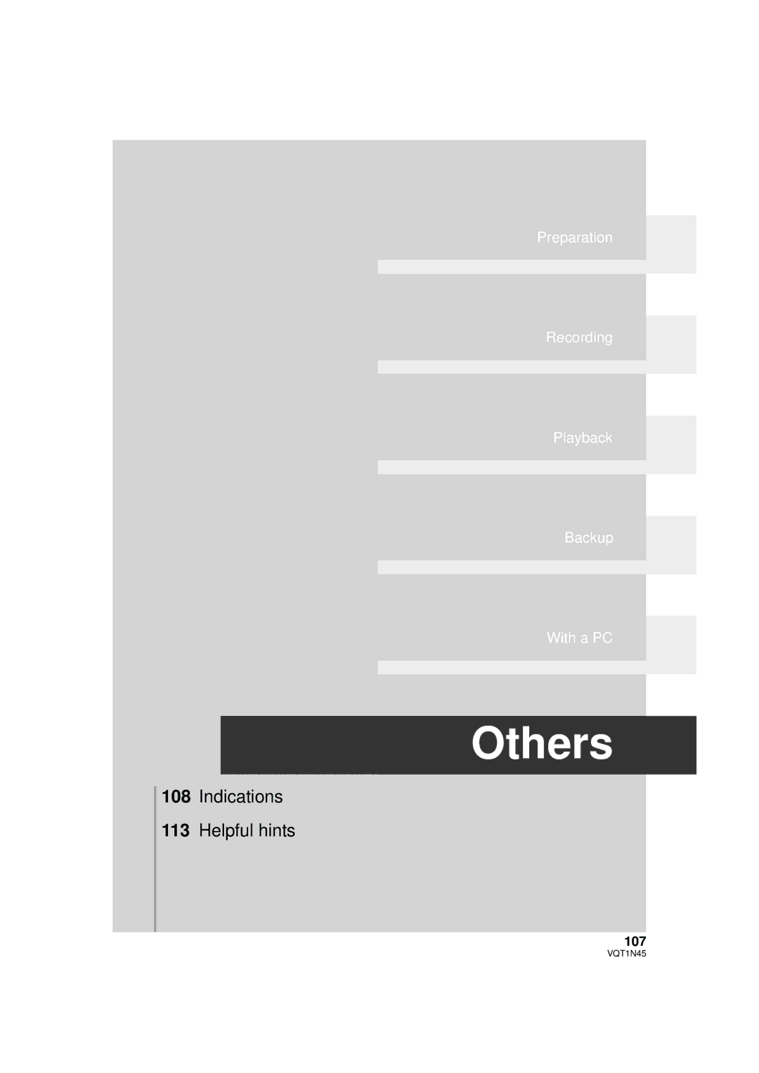 Panasonic HDC-SD9PC manual Others, 107 