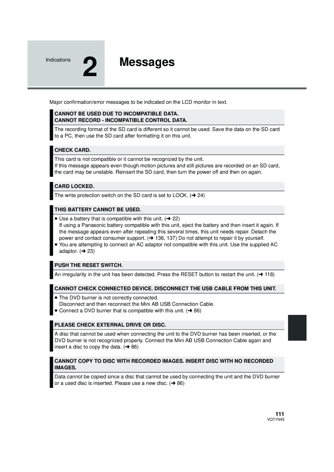 Panasonic HDC-SD9PC manual 111 