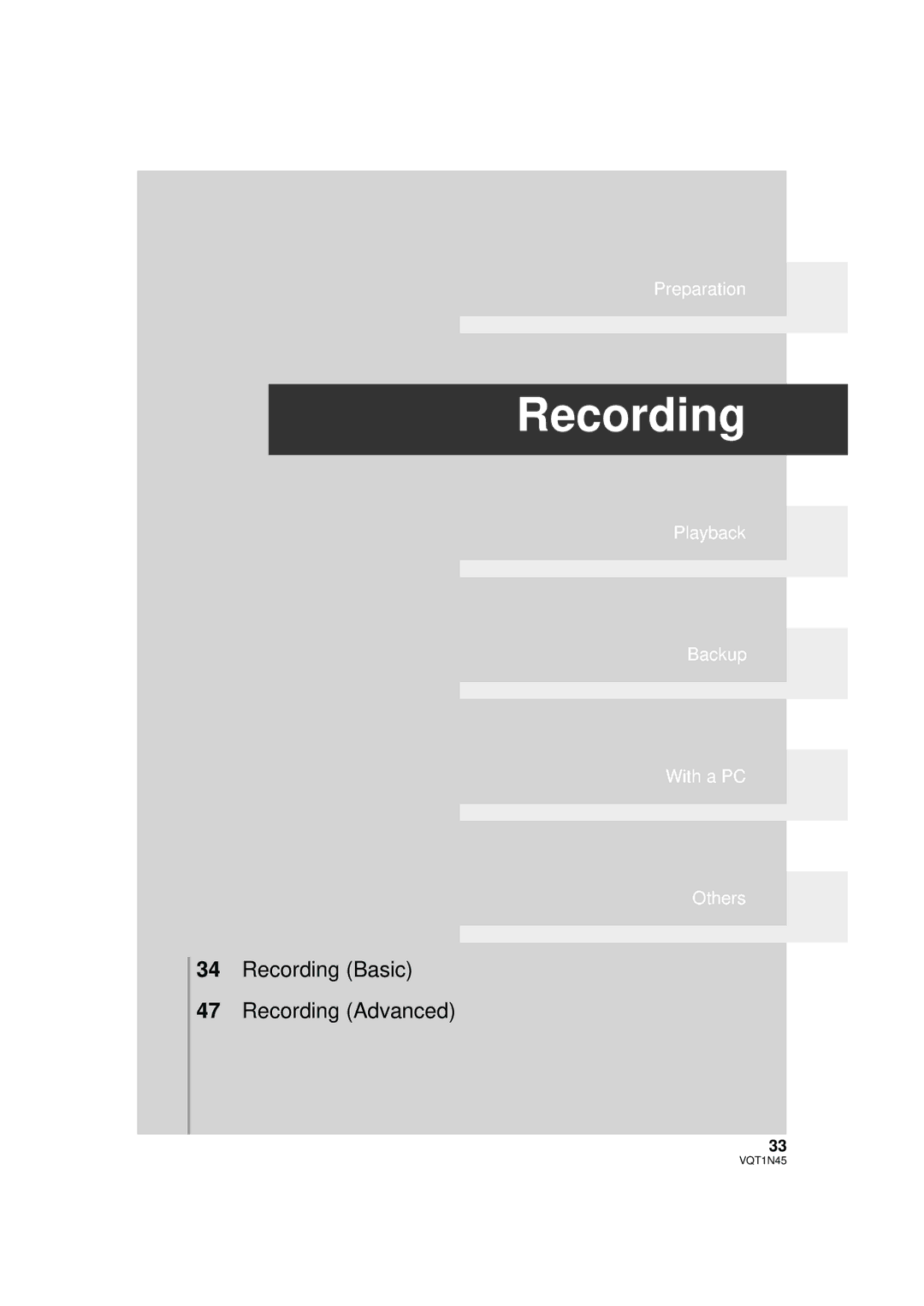 Panasonic HDC-SD9PC manual Recording 