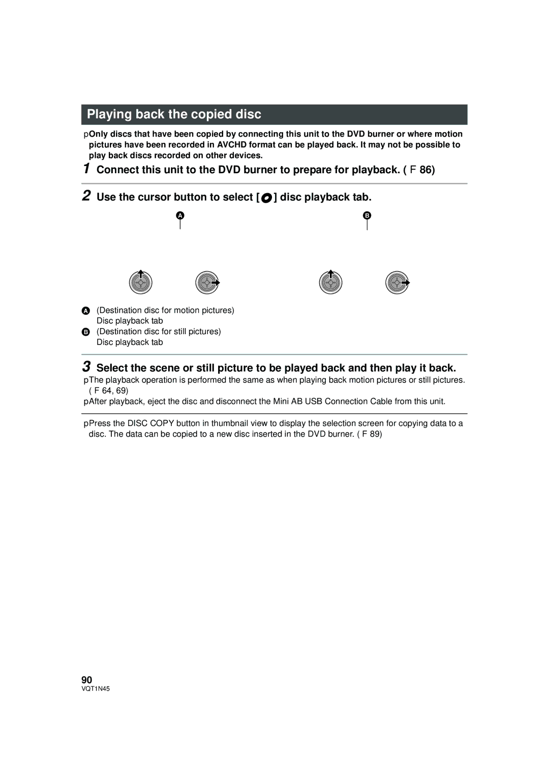 Panasonic HDC-SD9PC manual Playing back the copied disc 