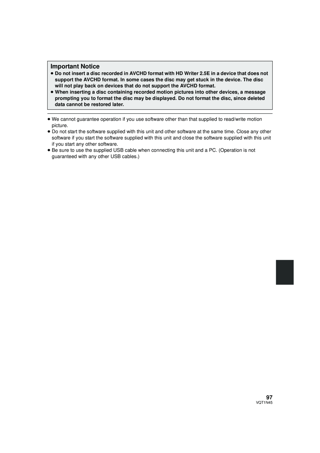 Panasonic HDC-SD9PC manual Important Notice 