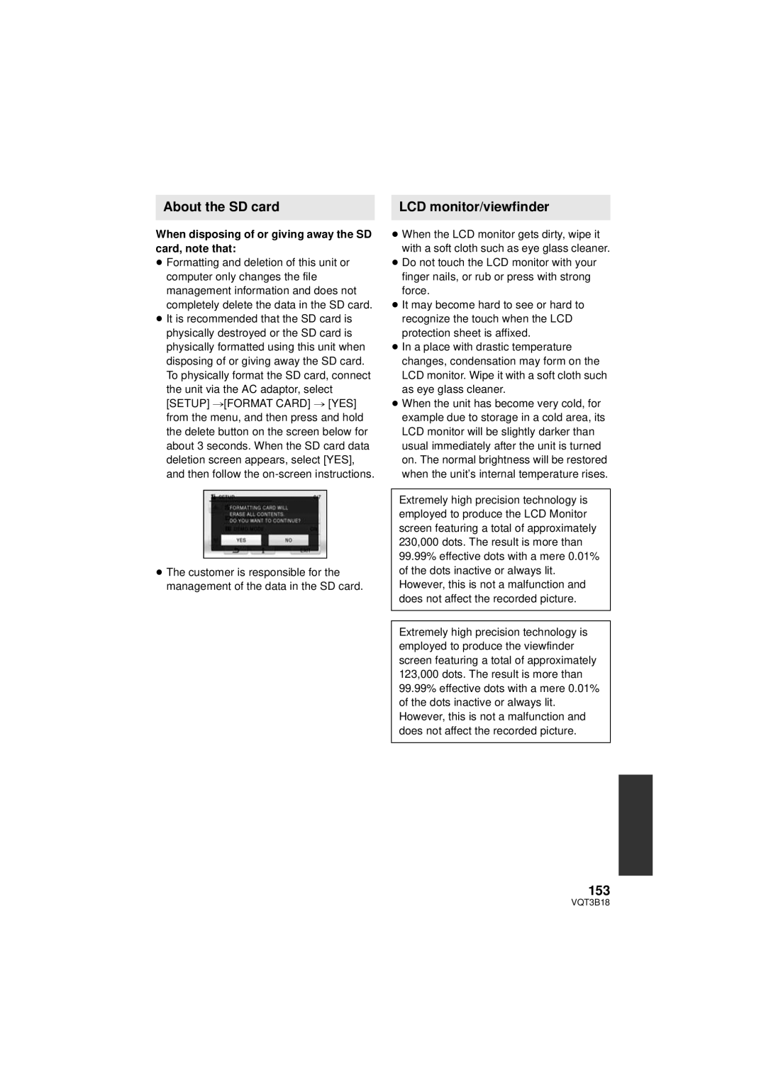 Panasonic HDC-SDT750K, HDC-SDT750PP operating instructions About the SD card LCD monitor/viewfinder, 153 