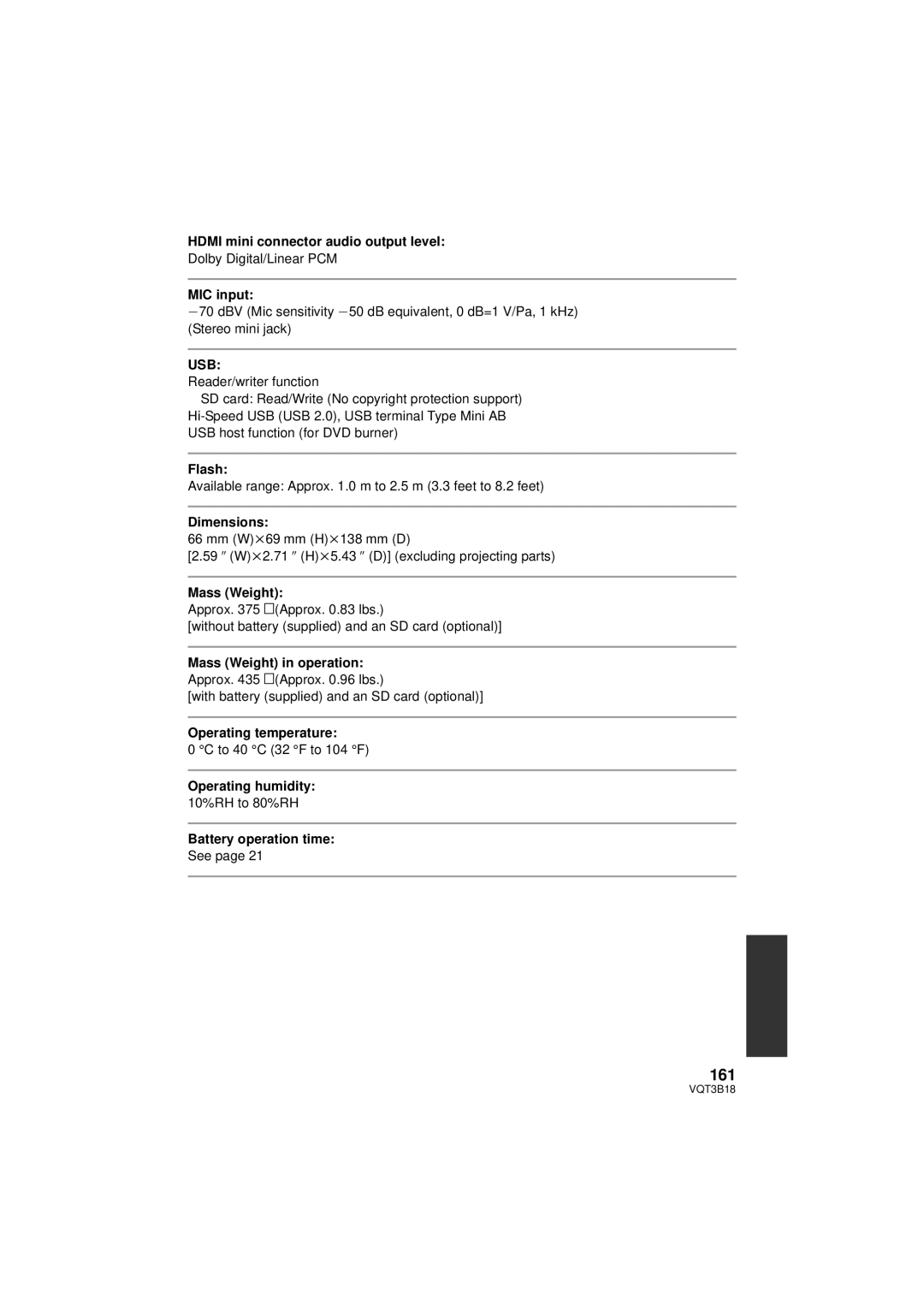 Panasonic HDC-SDT750K, HDC-SDT750PP operating instructions 161, Usb 