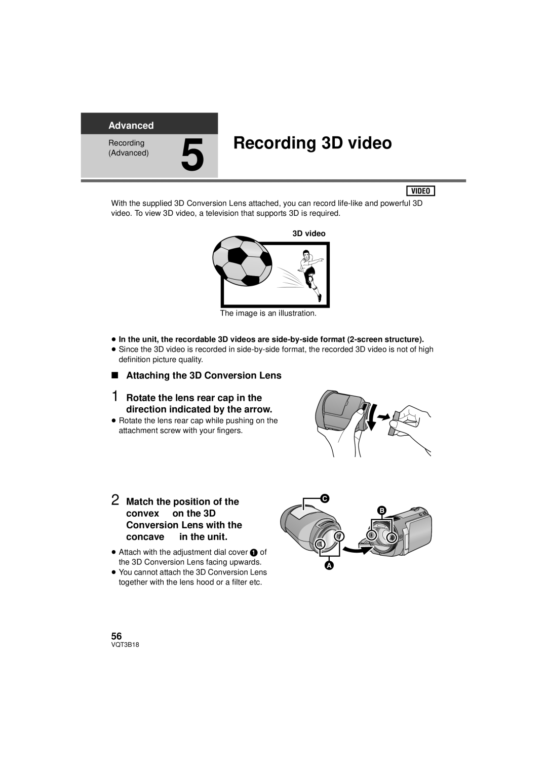 Panasonic HDC-SDT750PP, HDC-SDT750K operating instructions Recording 3D video, Image is an illustration 