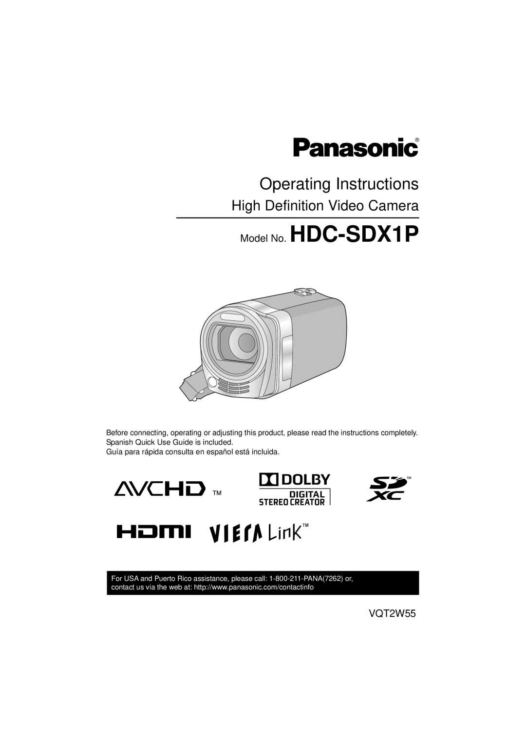 Panasonic HDC-SDX1P operating instructions Operating Instructions 