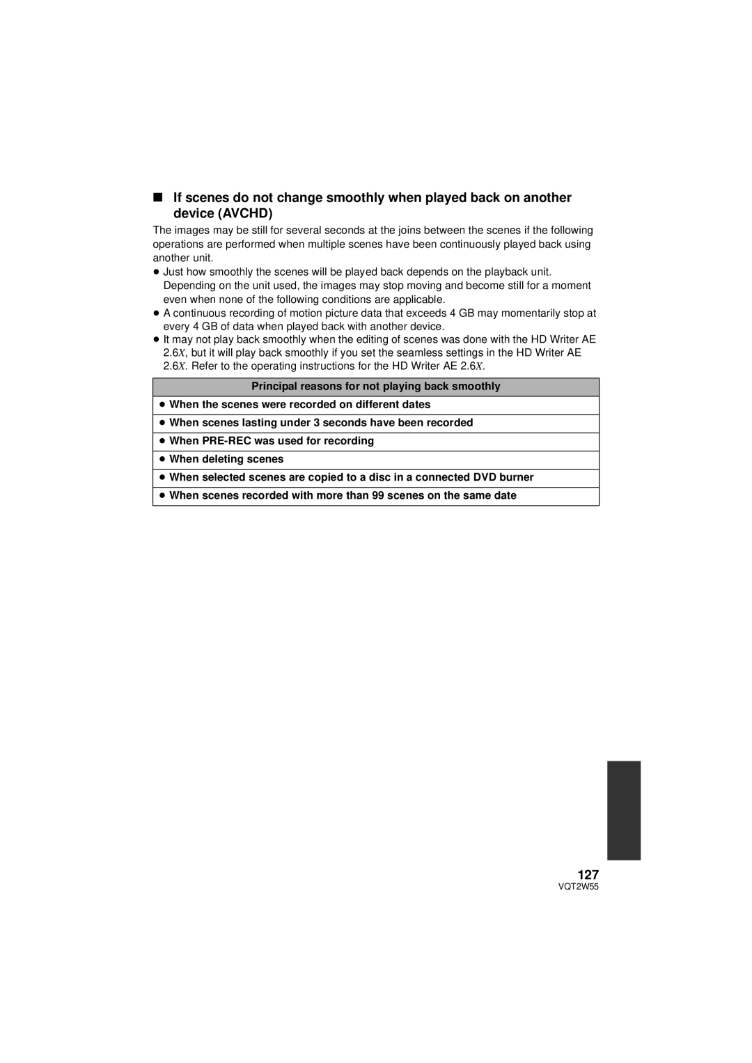 Panasonic HDC-SDX1P operating instructions 127 