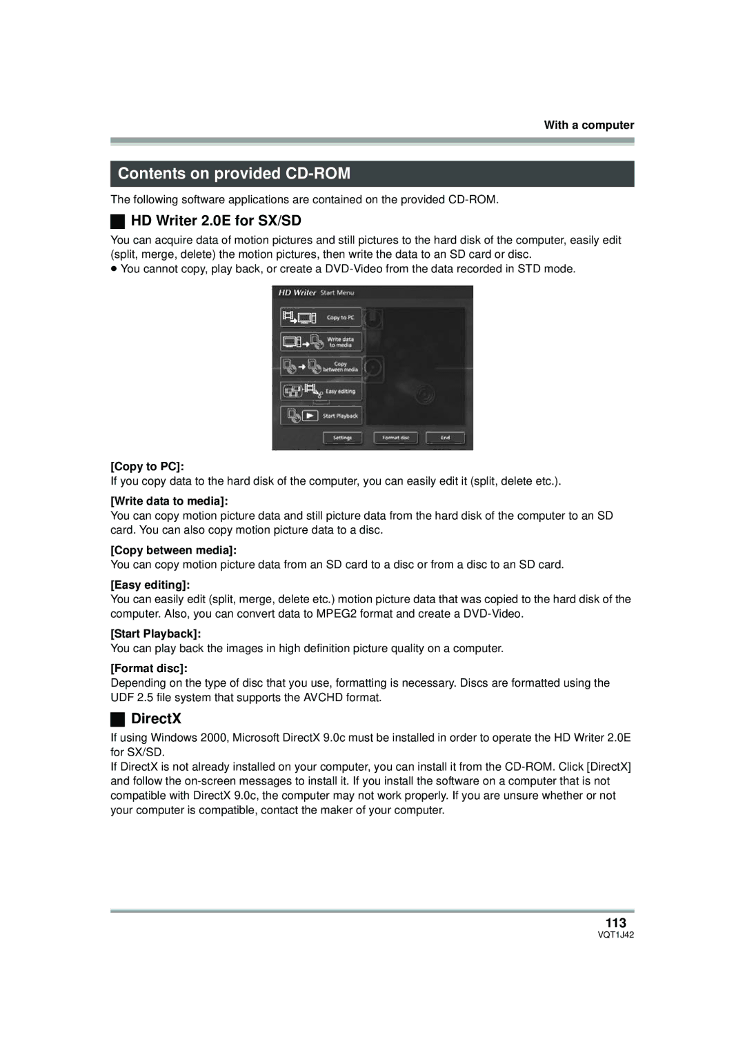 Panasonic HDC-SX5PC operating instructions Contents on provided CD-ROM 