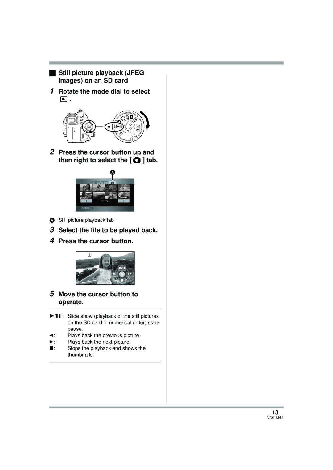 Panasonic HDC-SX5PC operating instructions Press the cursor button up and then right to select the tab 