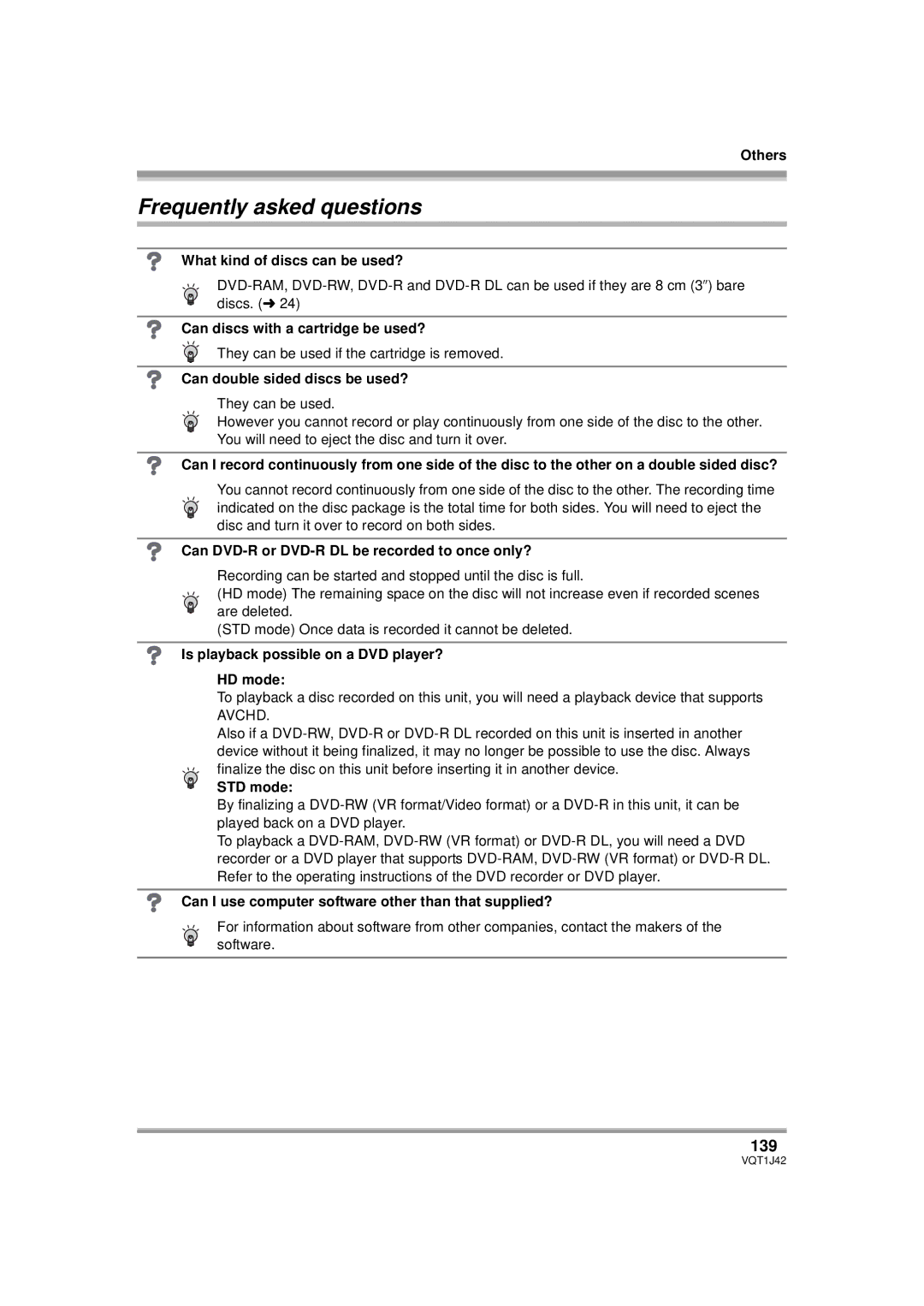 Panasonic HDC-SX5PC operating instructions Frequently asked questions, 139 