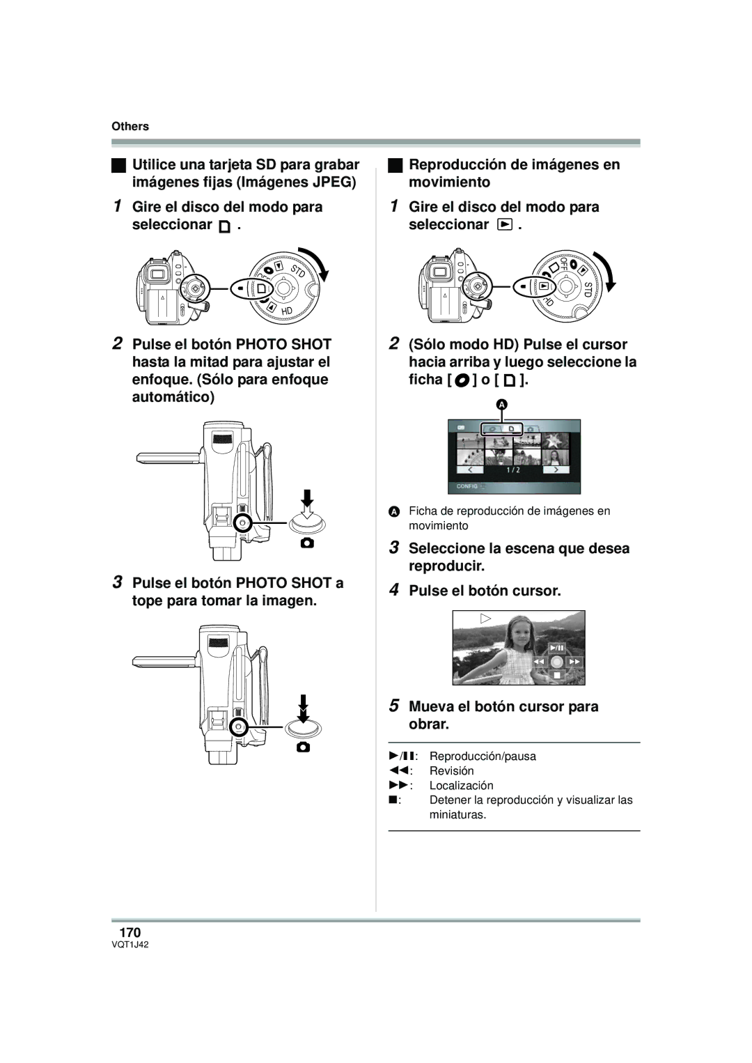 Panasonic HDC-SX5PC operating instructions Gire el disco del modo para seleccionar, 170 