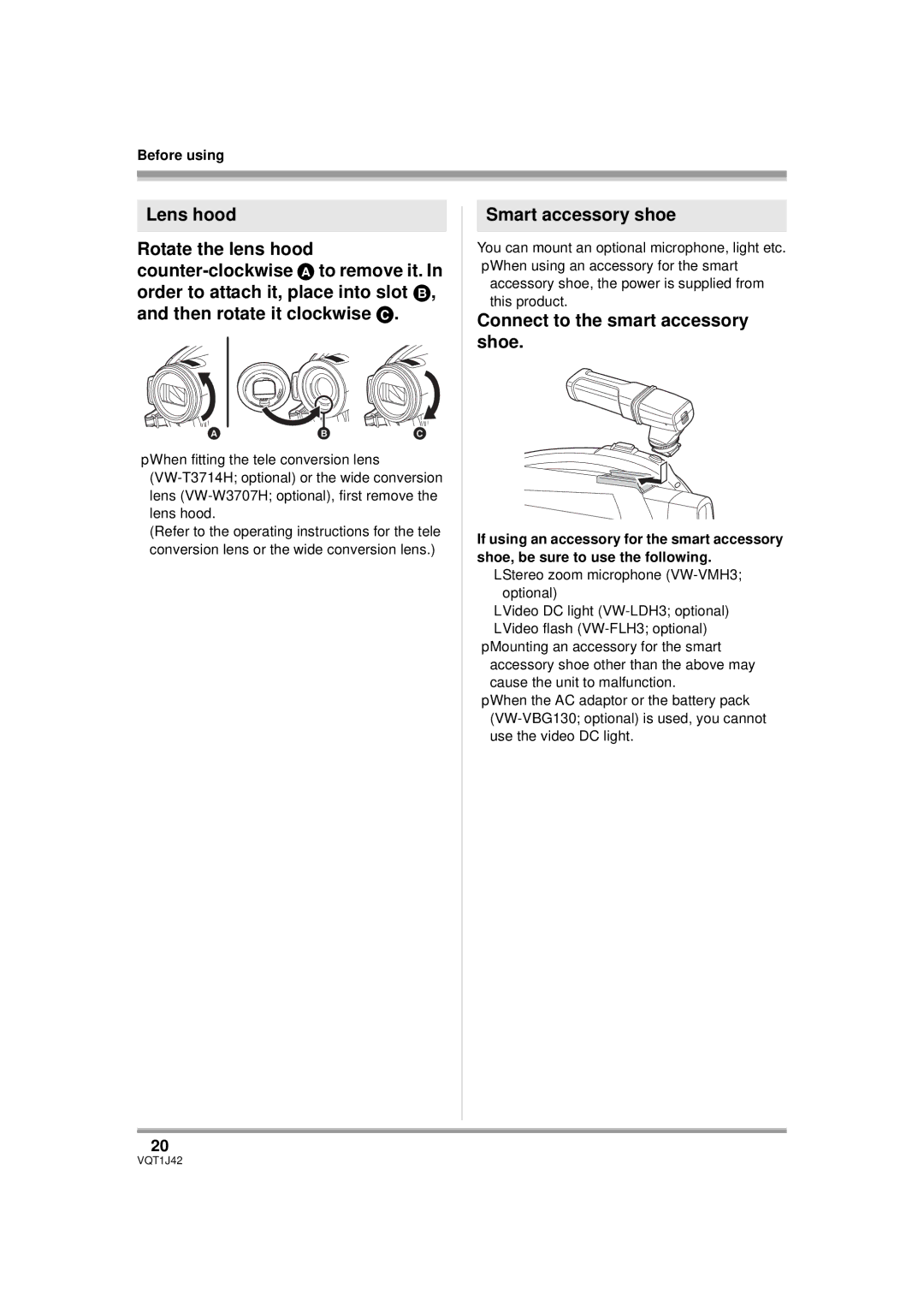 Panasonic HDC-SX5PC operating instructions Smart accessory shoe, Connect to the smart accessory shoe 