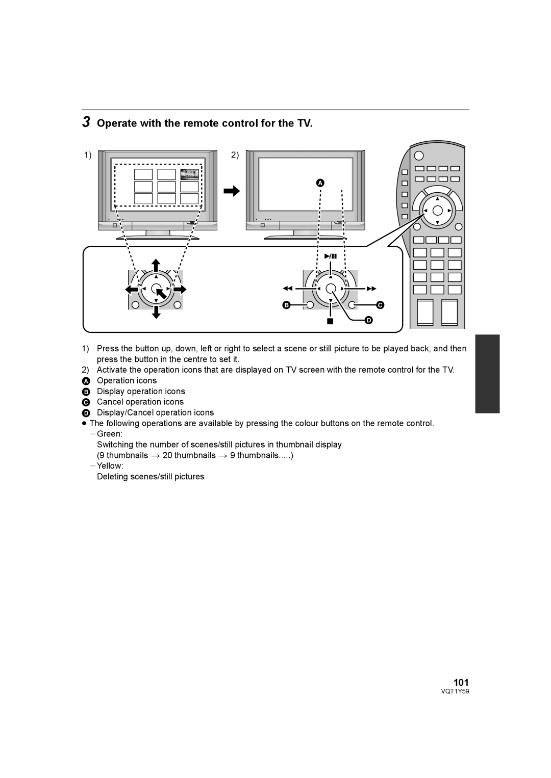 Panasonic HDC-HS200, HDC-TM200 operating instructions Operate with the remote control for the TV, 101,   