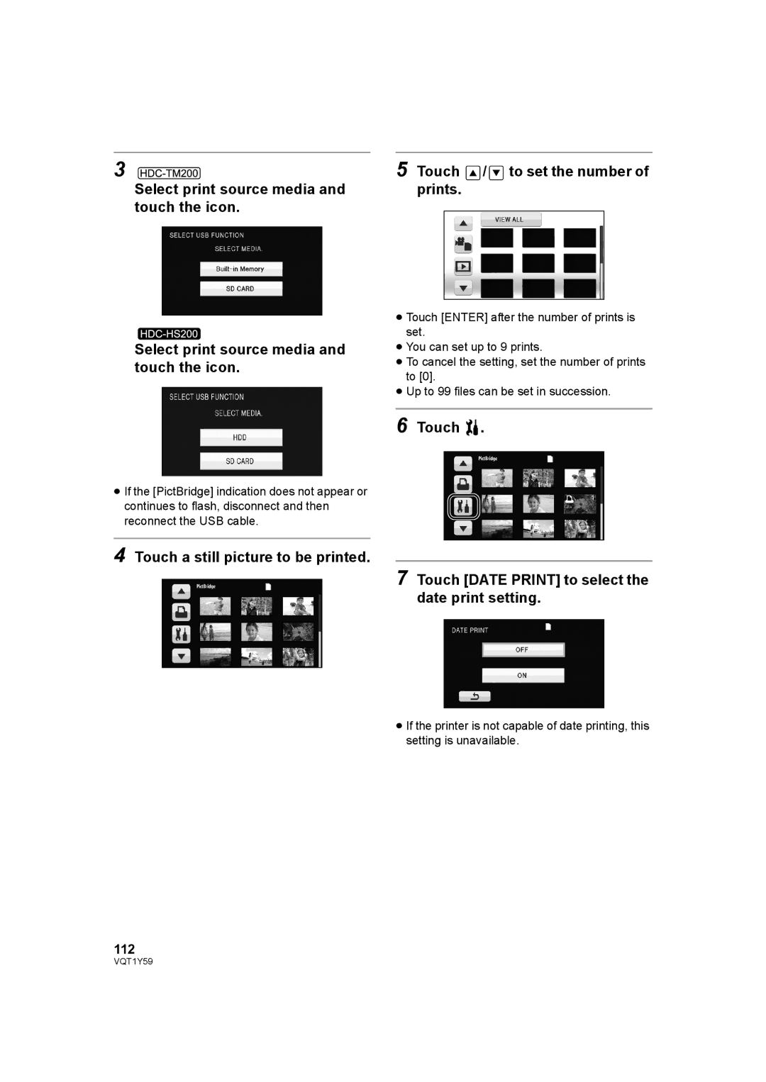 Panasonic HDC-TM200, HDC-HS200 operating instructions Touch, 112 