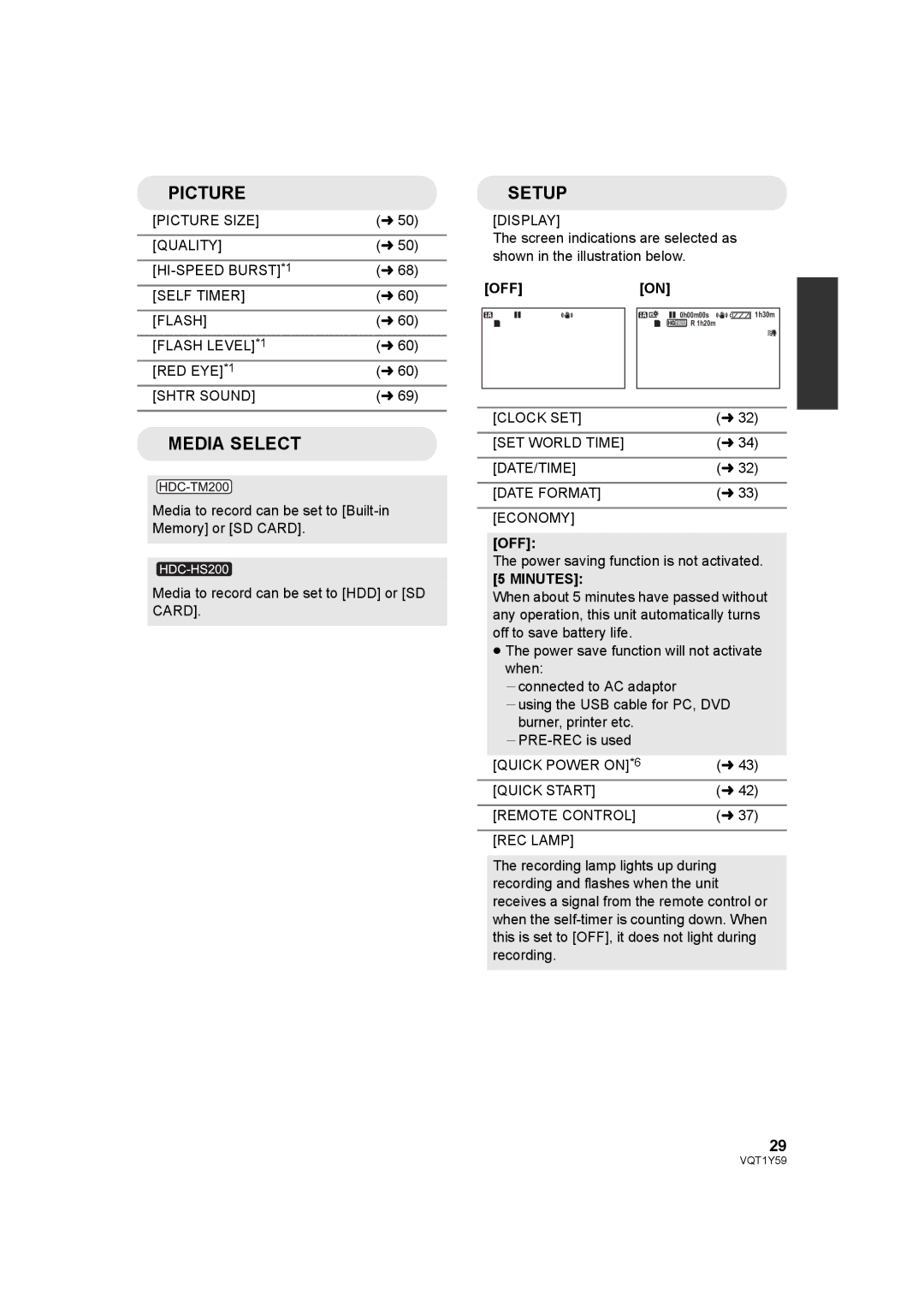 Panasonic HDC-HS200, HDC-TM200 operating instructions Offon, Minutes 