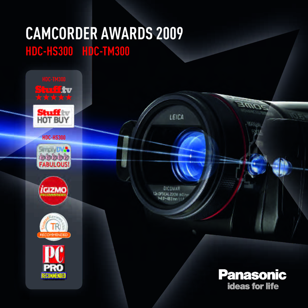 Panasonic HDC-HS300, HDC-TM300 manual Camcorder Awards 