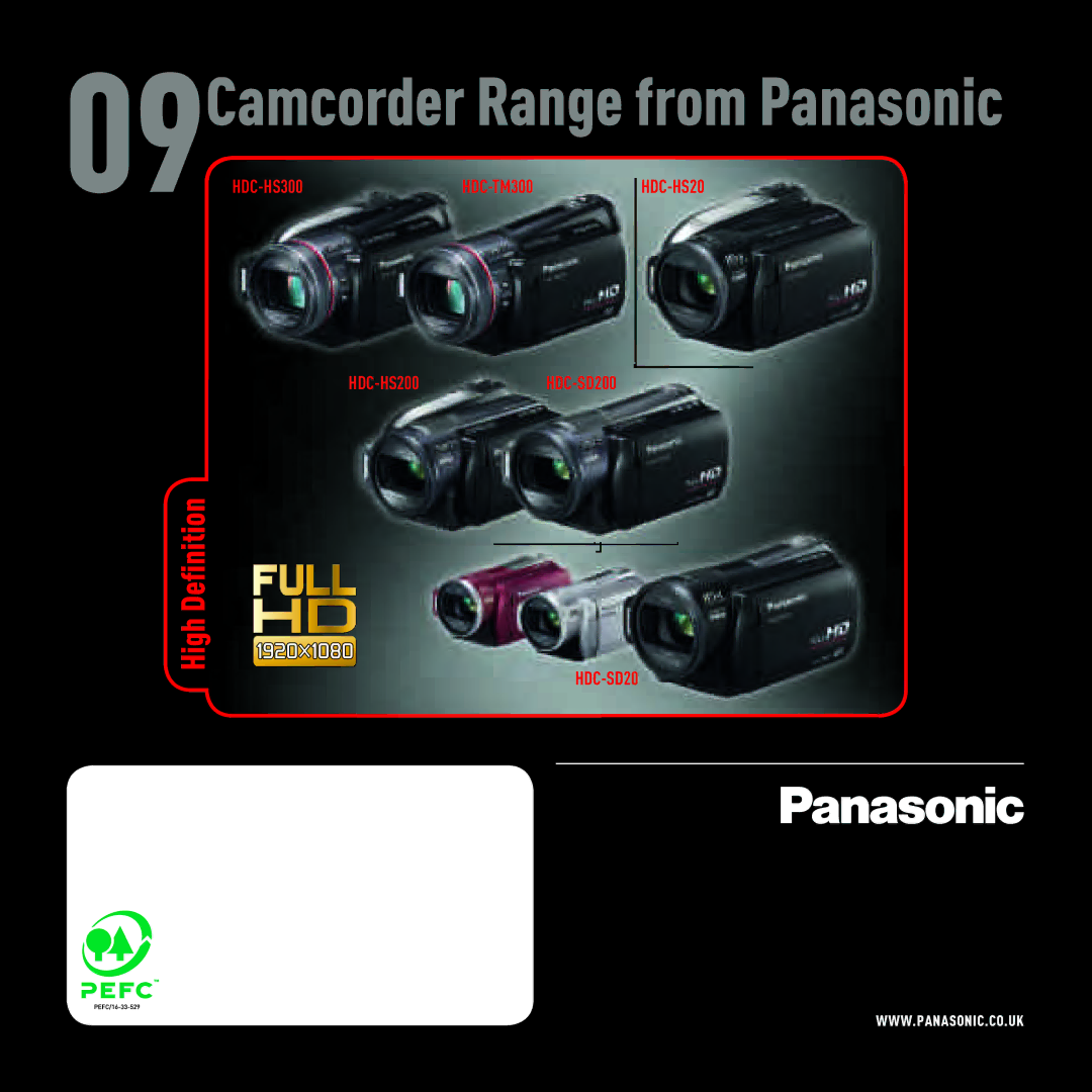 Panasonic HDC-TM300, HDC-HS300 manual Camcorder Range from Panasonic 