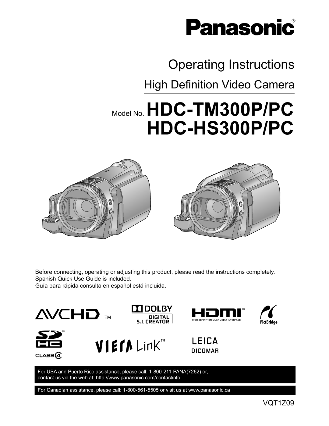 Panasonic HDC-HS300P/PC, HDC-TM300P/PC operating instructions 