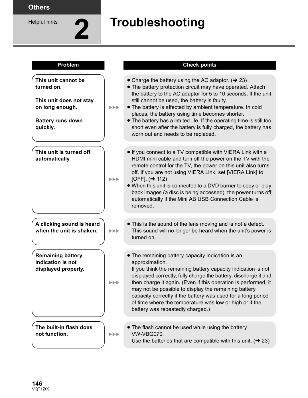 Panasonic HDC-TM300P/PC, HDC-HS300P/PC operating instructions Troubleshooting, 146 