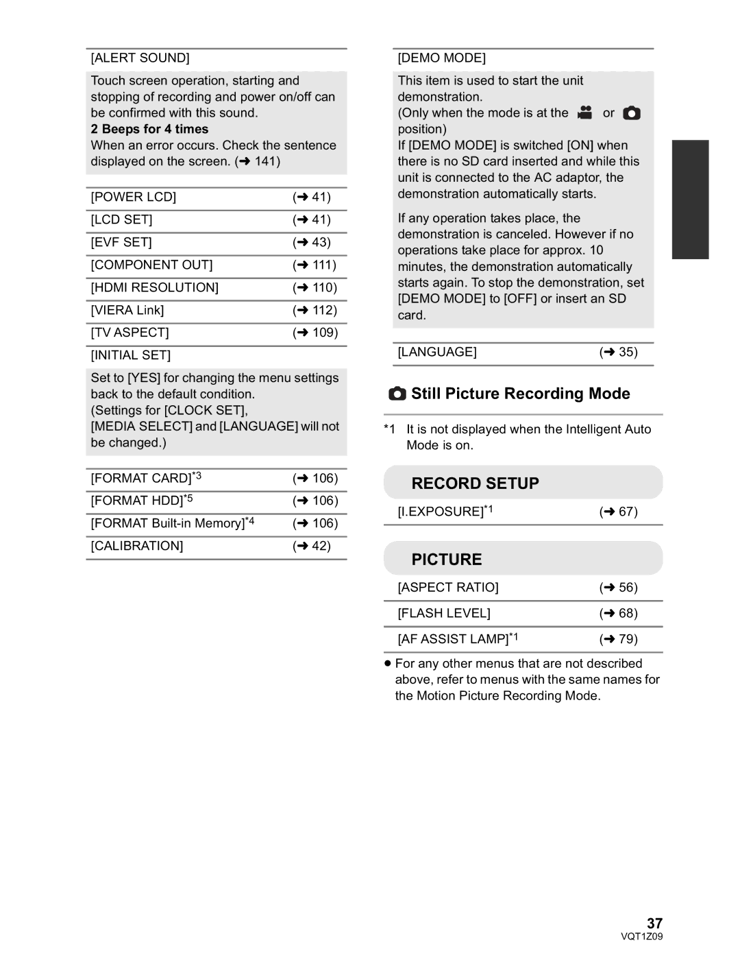 Panasonic HDC-HS300P/PC, HDC-TM300P/PC operating instructions Still Picture Recording Mode, Beeps for 4 times 