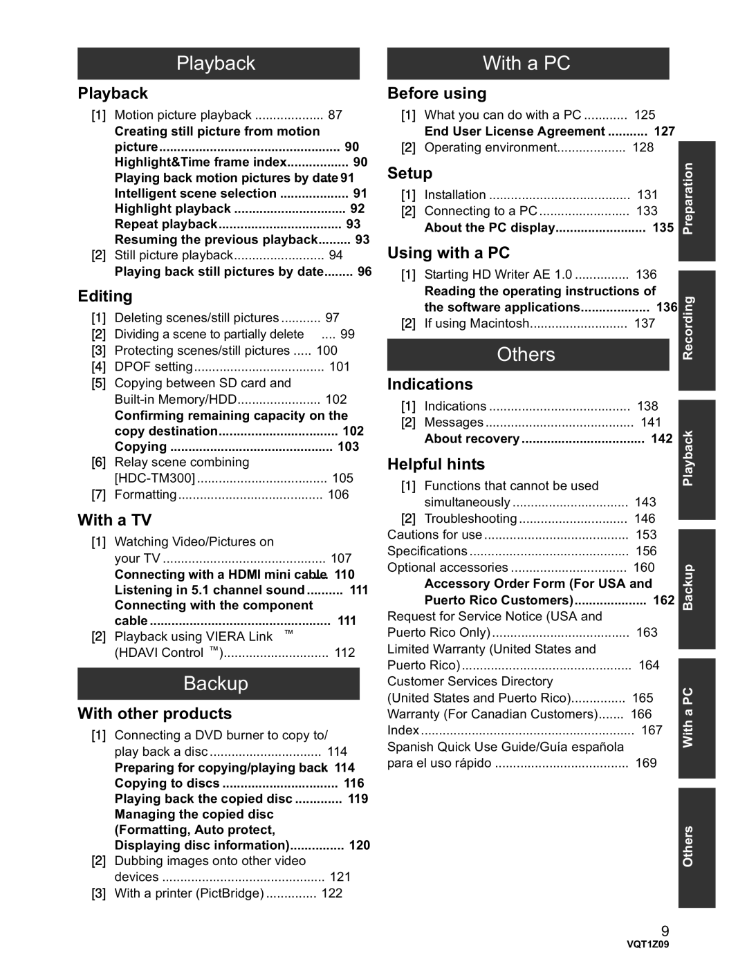 Panasonic HDC-HS300P/PC, HDC-TM300P/PC operating instructions Playback, Backup, With a PC, Others 