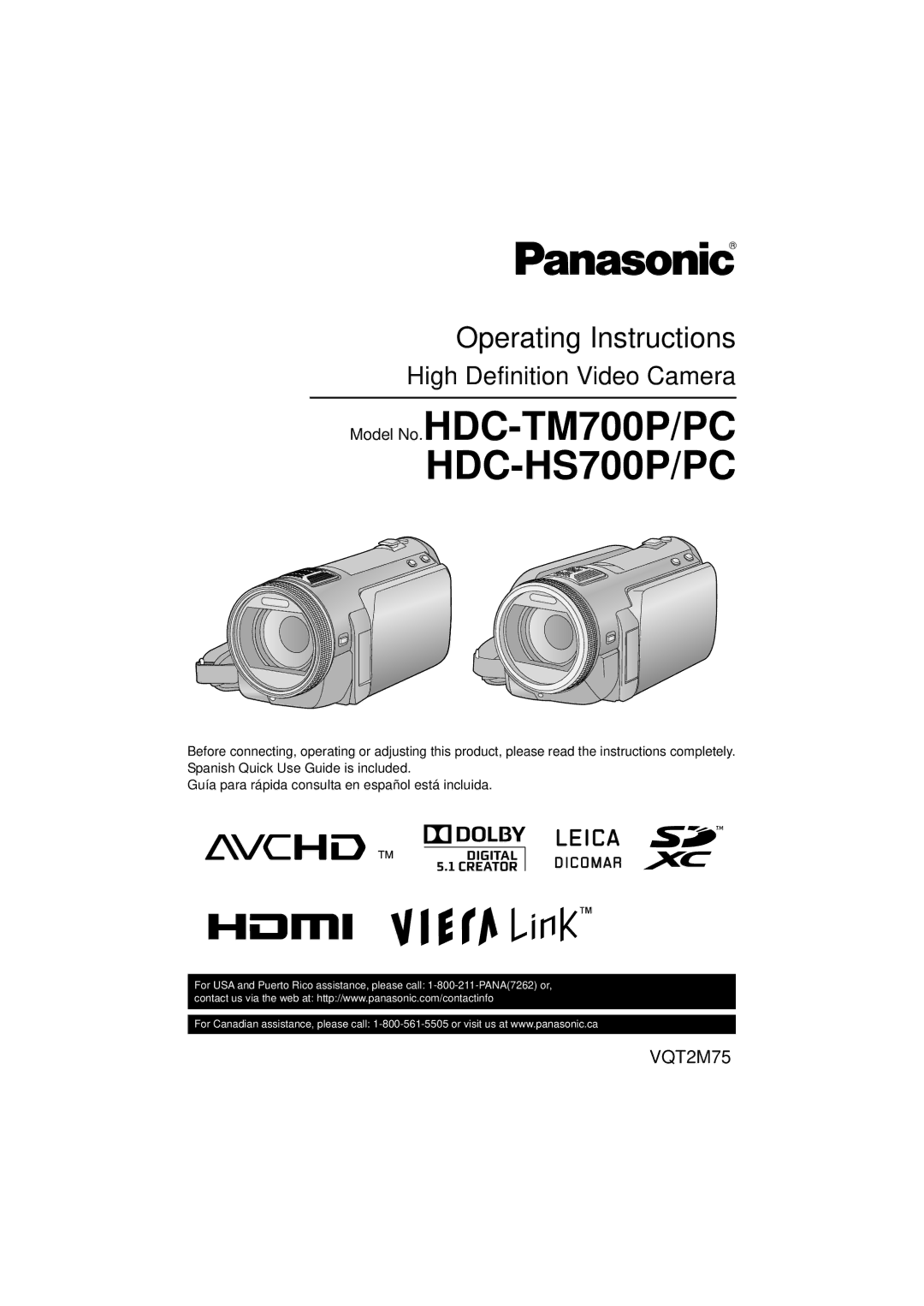 Panasonic HDC-TM700K, HDC-TM700P/PC operating instructions HDC-HS700P/PC 