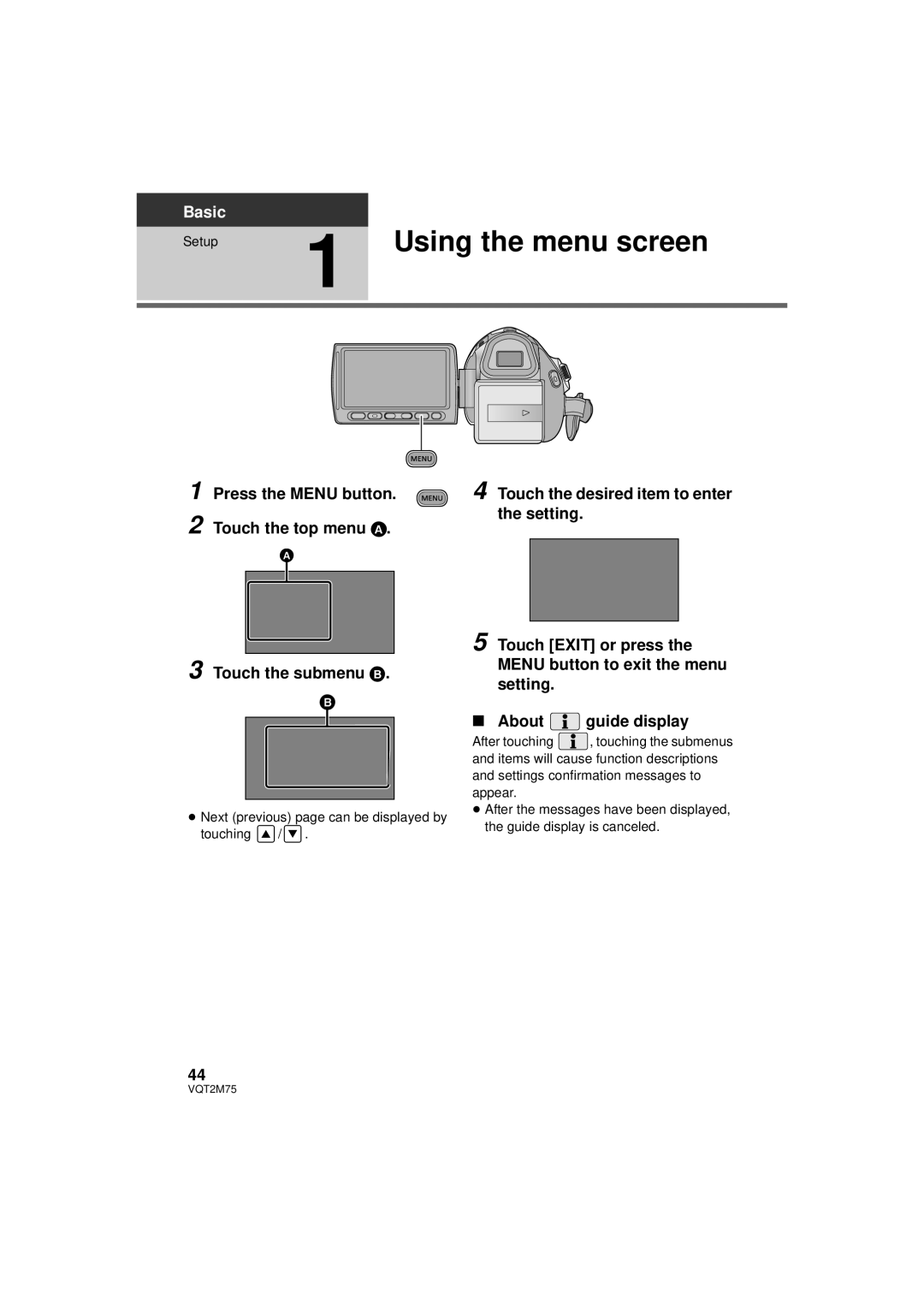 Panasonic HDC-HS700P/PC, HDC-TM700P/PC, HDC-TM700K operating instructions Using the menu screen, Setup 