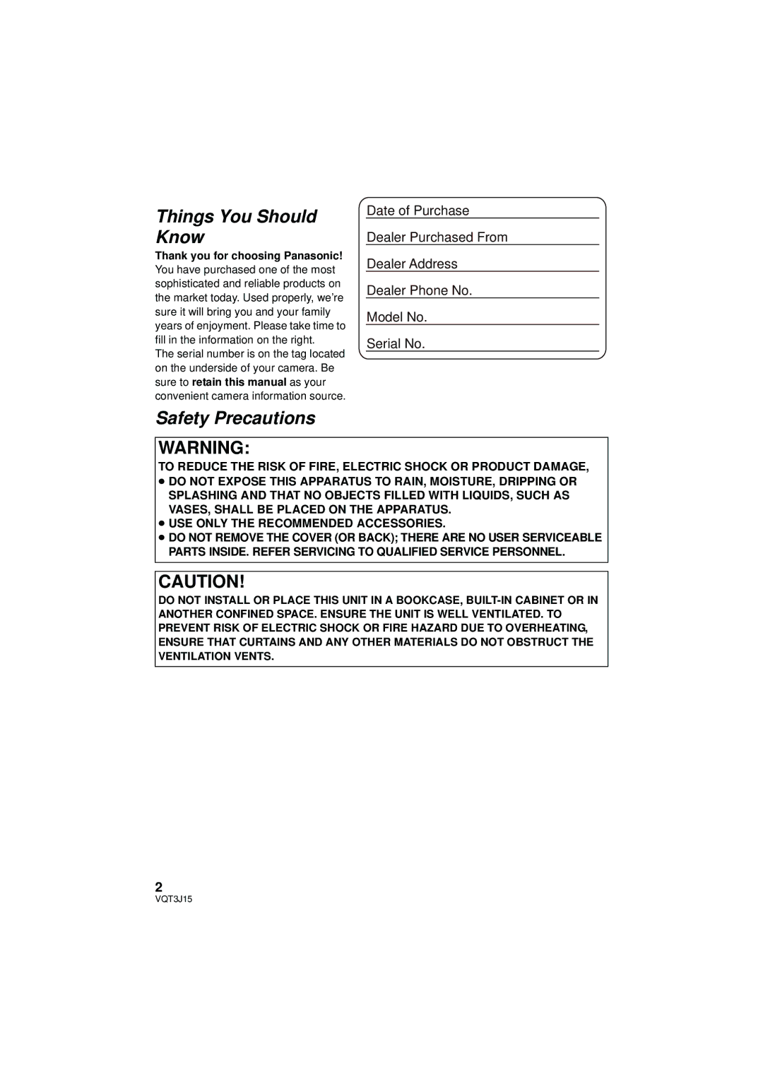 Panasonic HDC-SD80P/PC, HDC-TM80P/PC, HDC-HS80P/PC owner manual Things You Should Know 