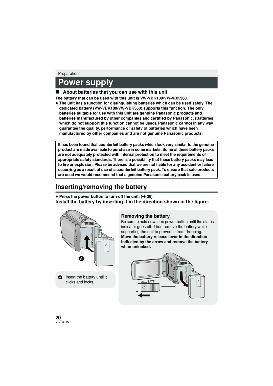 Panasonic HDC-SD80P/PC Power supply, Inserting/removing the battery, About batteries that you can use with this unit 