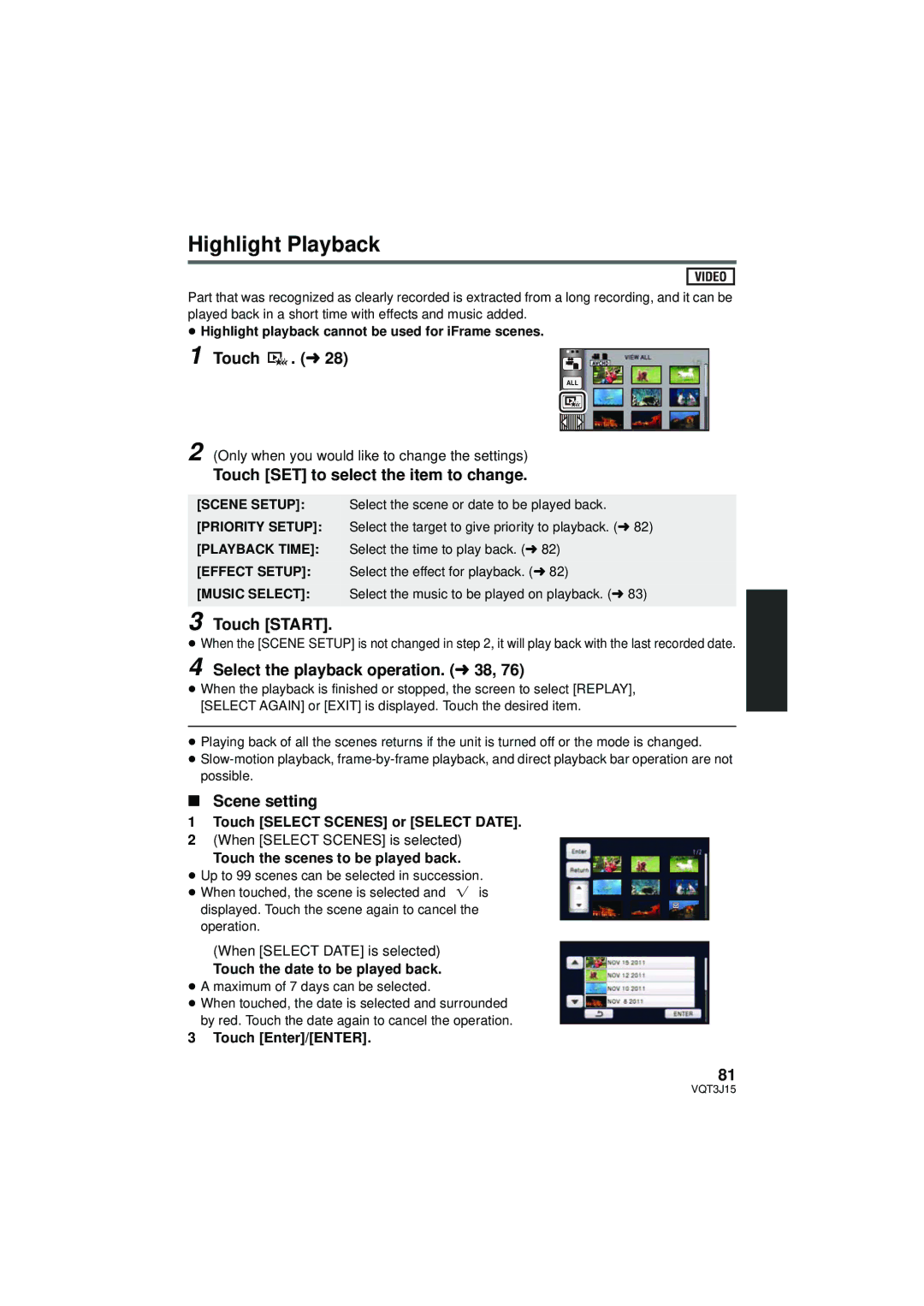 Panasonic HDC-TM80P/PC, HDC-HS80P/PC, HDC-SD80P/PC owner manual Highlight Playback 