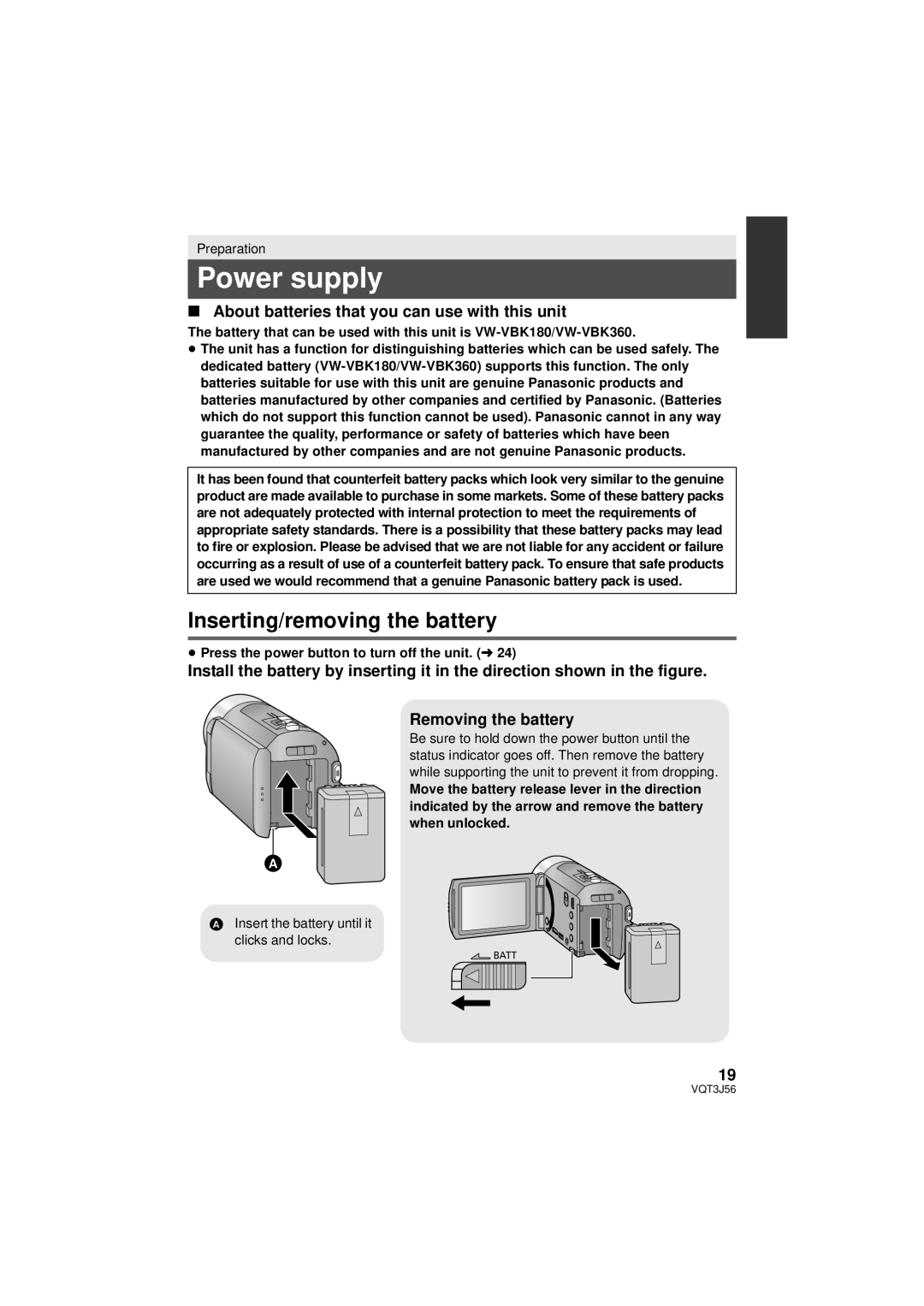 Panasonic HDC-SD90P/PC Power supply, Inserting/removing the battery, About batteries that you can use with this unit 