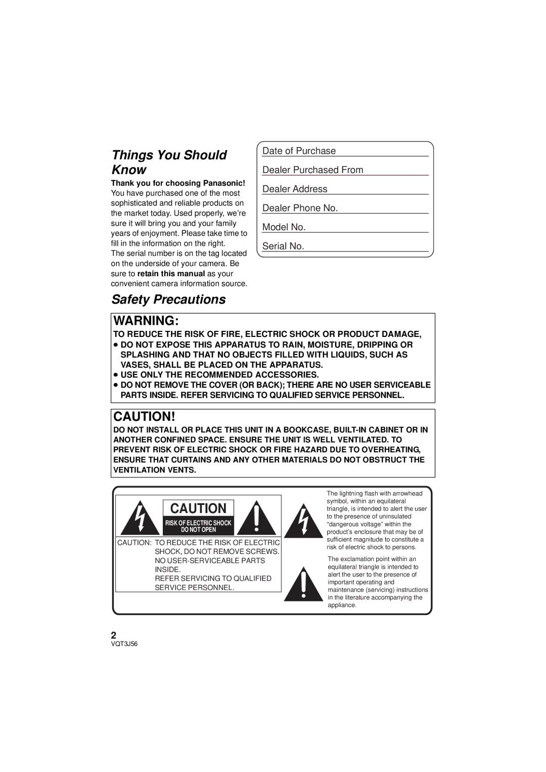 Panasonic HDC-TM90P/PC, HDC-SD90P/PC owner manual Things You Should Know 