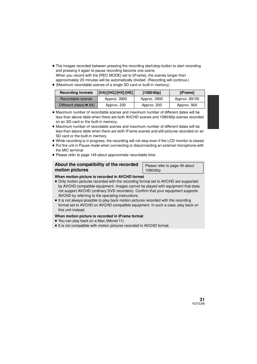 Panasonic HDC-SD90P/PC, HDC-TM90P/PC owner manual About the compatibility of the recorded motion pictures 