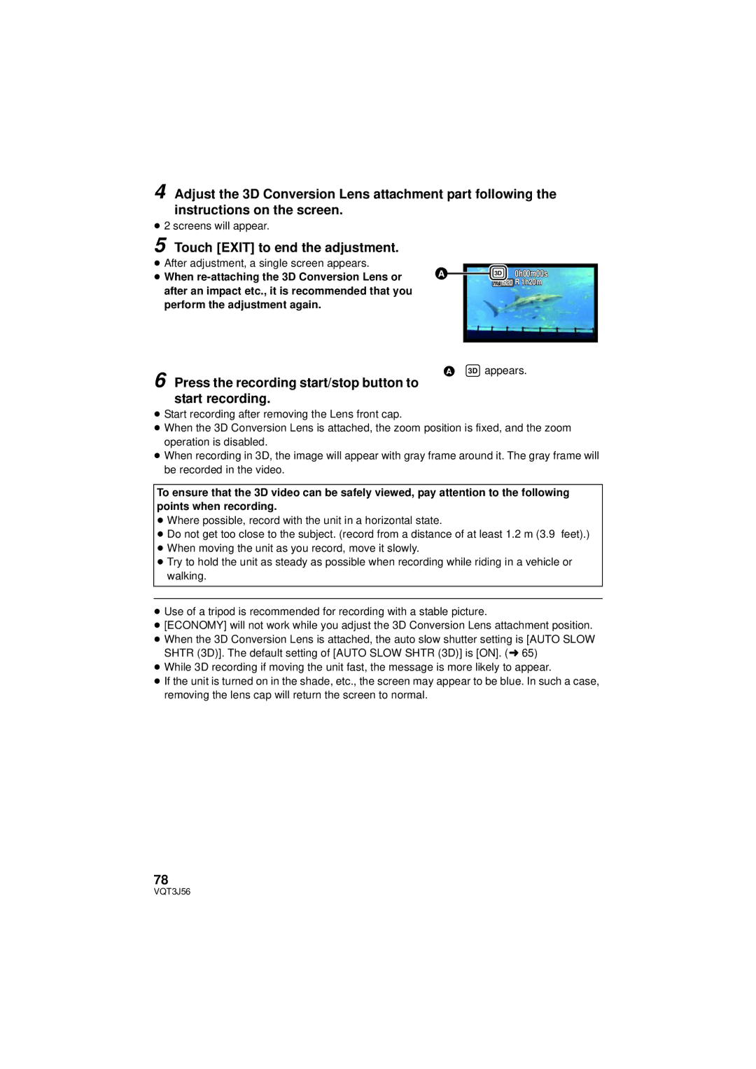 Panasonic HDC-TM90P/PC, HDC-SD90P/PC owner manual Touch Exit to end the adjustment, ≥ 2 screens will appear 