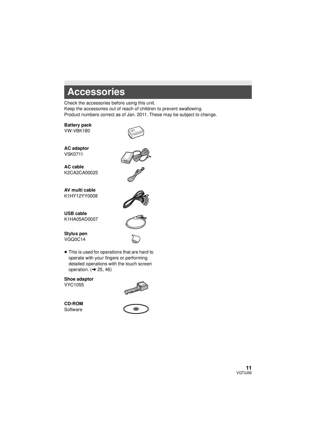 Panasonic HDC-SD90P/PC, HDC-TM90P/PC owner manual Accessories, Cd-Rom 