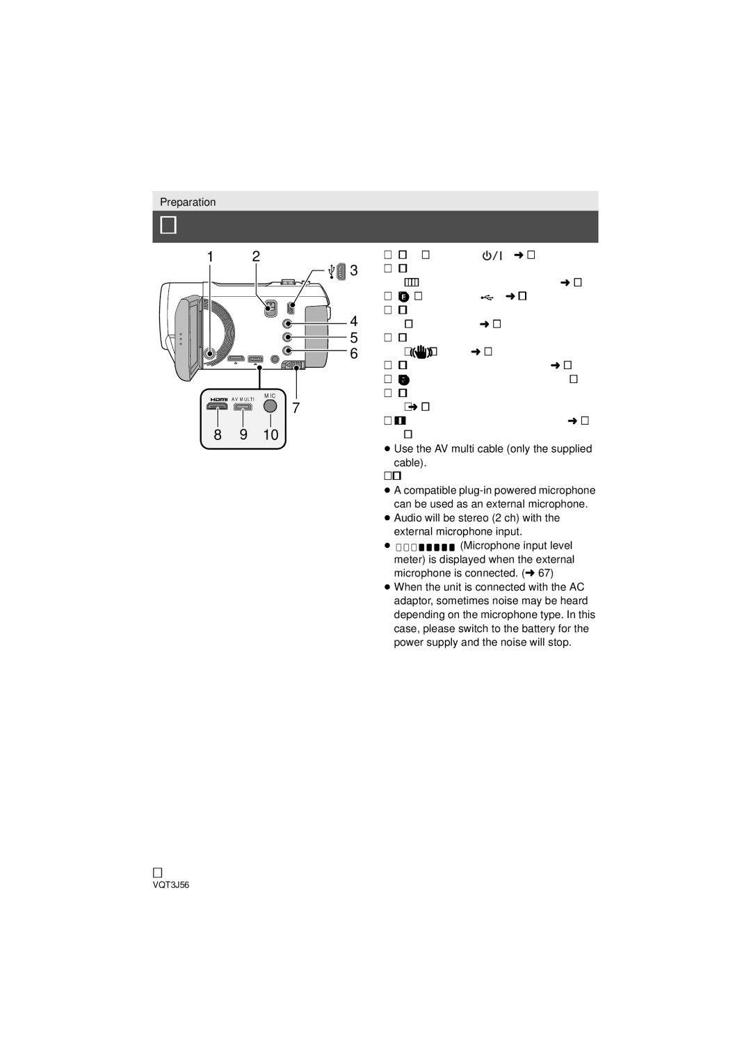 Panasonic HDC-TM90P/PC Parts identification and handling, Power button, Shoe adaptor release lever, Shoe Adaptor Release l 