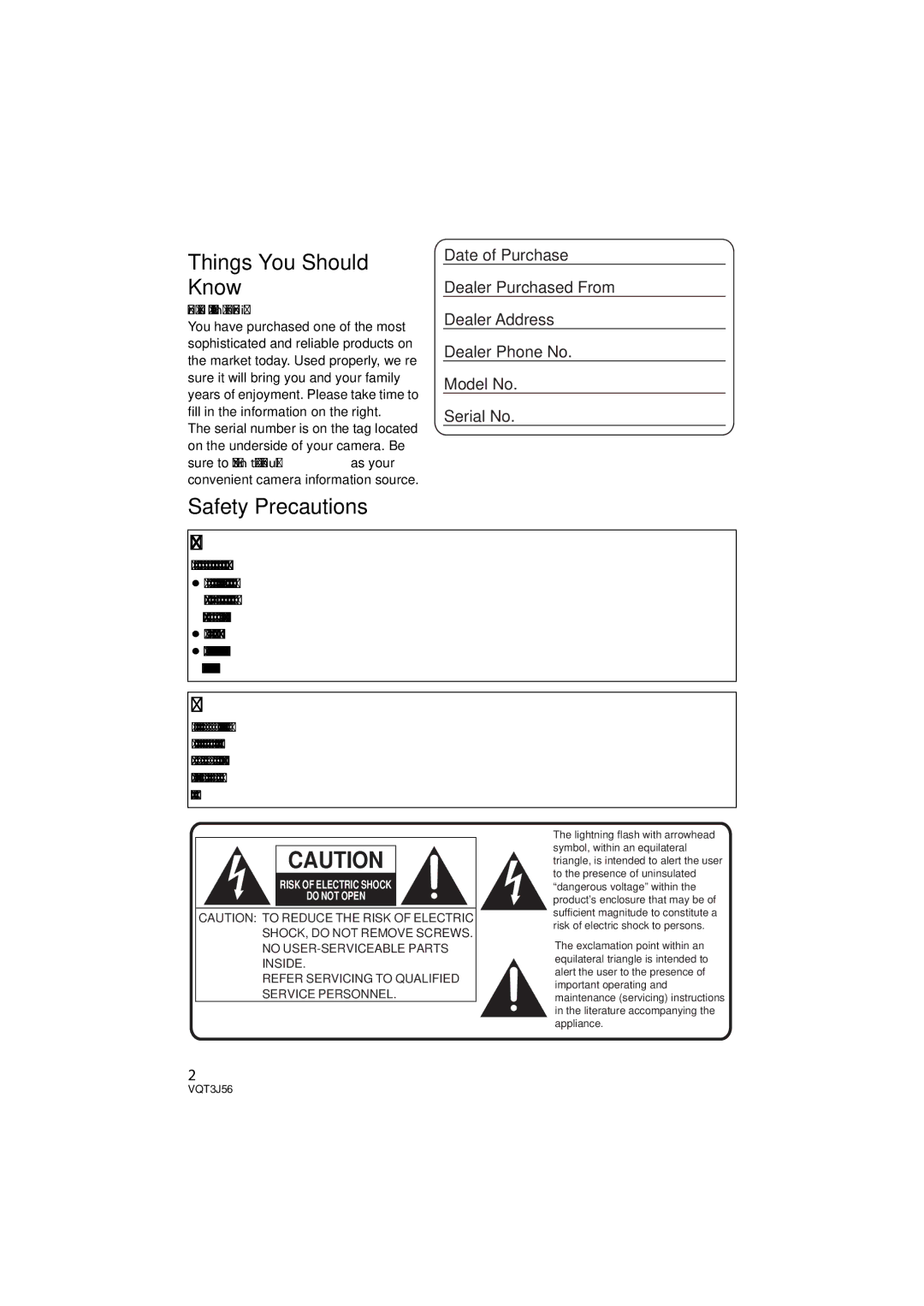 Panasonic HDC-TM90P/PC, HDC-SD90P/PC owner manual Things You Should Know 