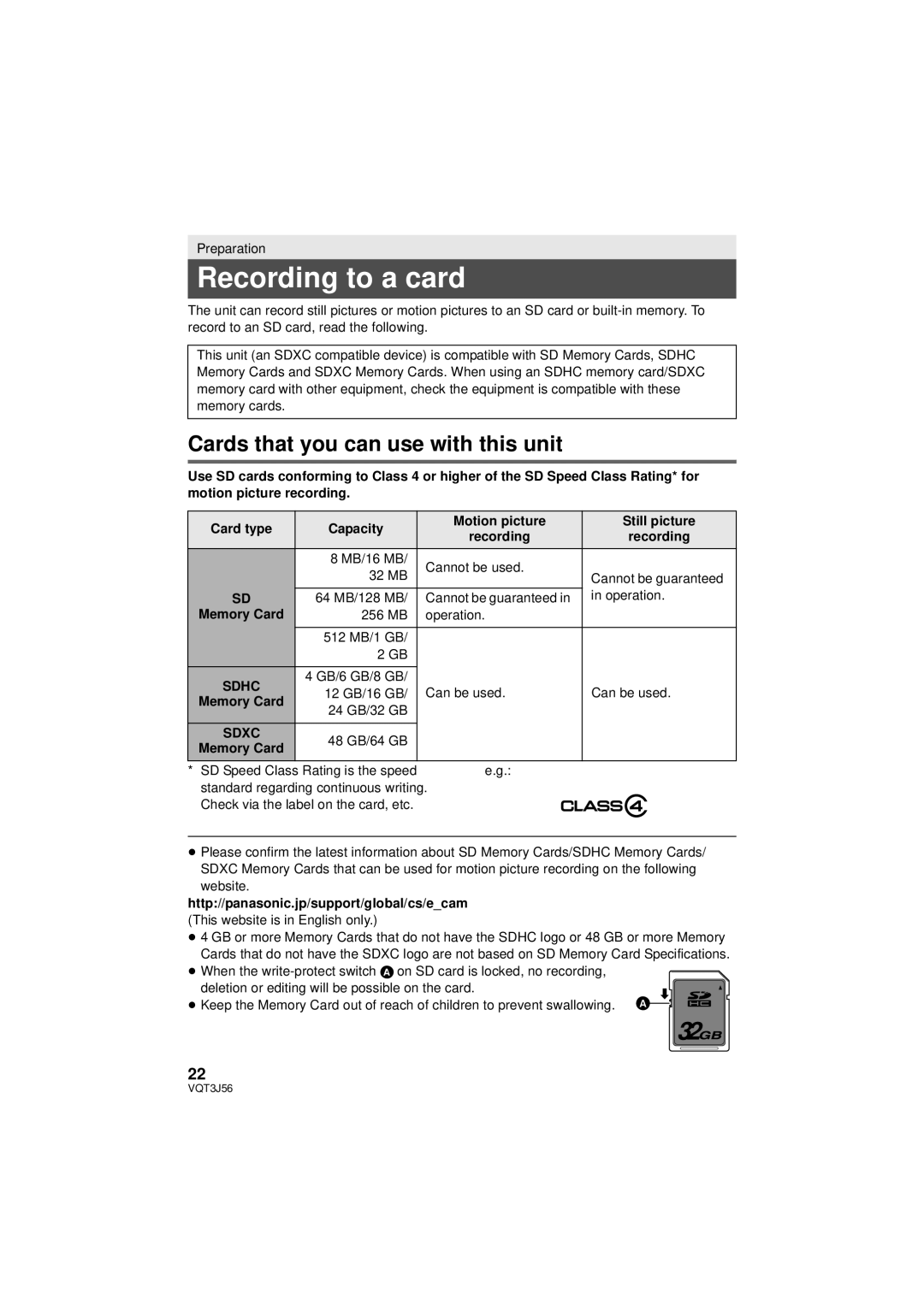 Panasonic HDC-TM90P/PC, HDC-SD90P/PC owner manual Recording to a card, Cards that you can use with this unit, Sdhc, Sdxc 