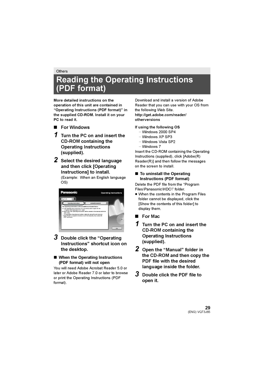 Panasonic HDC-SD90, HDC-TM99, HDC-SD99 operating instructions If using the following OS 