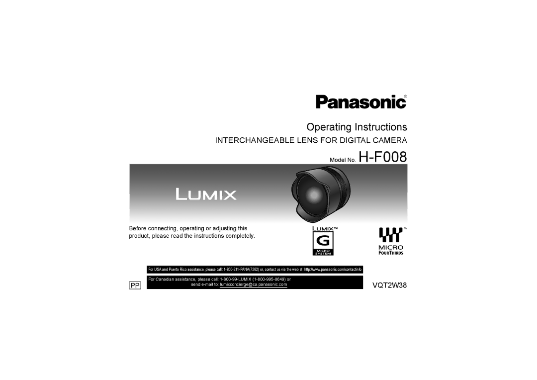 Panasonic HF008, HF-008 operating instructions Operating Instructions 