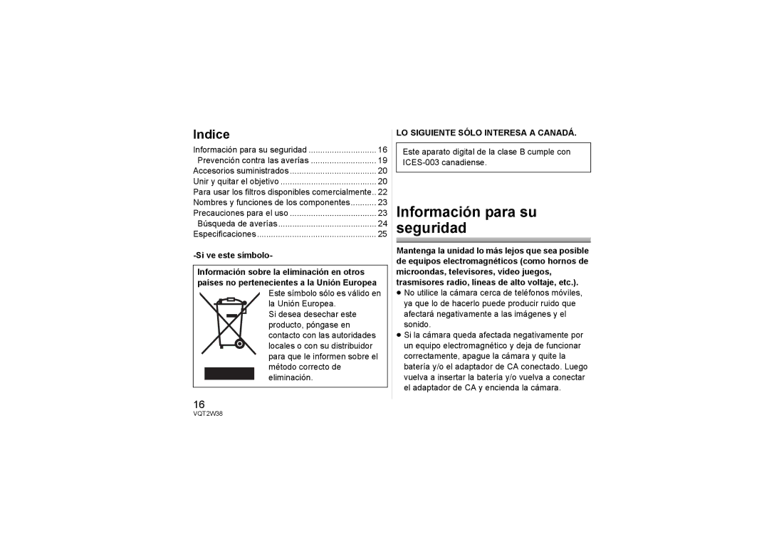 Panasonic HF-008, HF008 operating instructions Información para su seguridad, Si ve este símbolo 