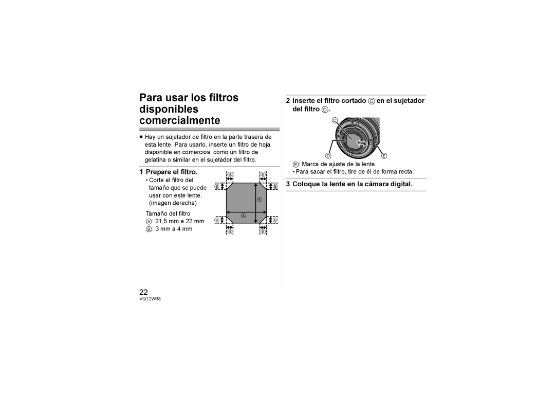 Panasonic HF-008, HF008 operating instructions Para usar los filtros disponibles comercialmente, Prepare el filtro 