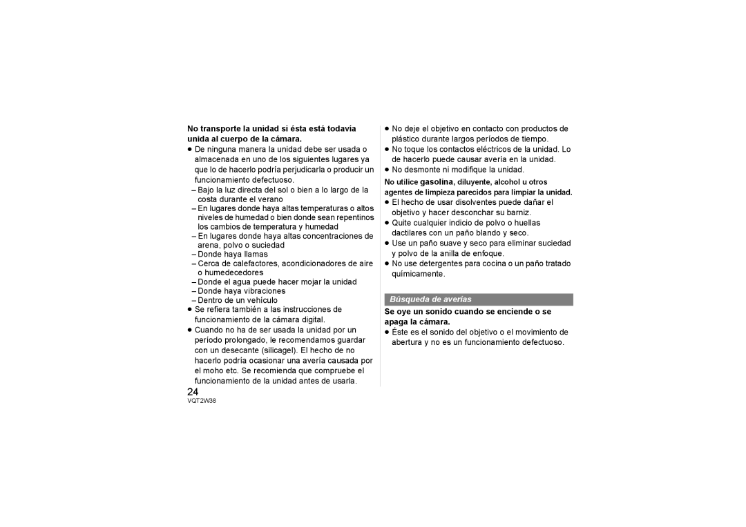 Panasonic HF-008, HF008 operating instructions Búsqueda de averías, Se oye un sonido cuando se enciende o se apaga la cámara 