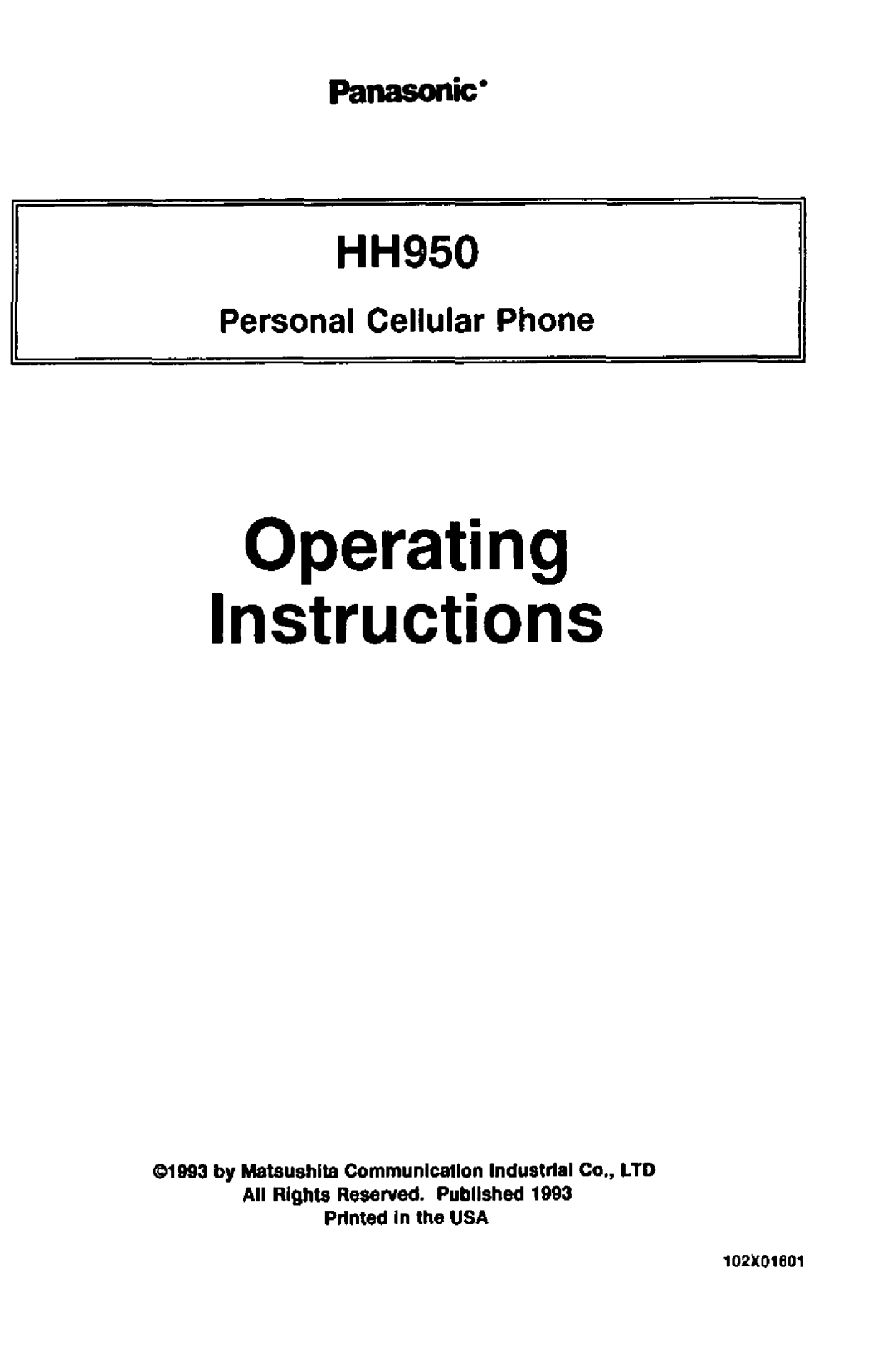 Panasonic HH950 manual 