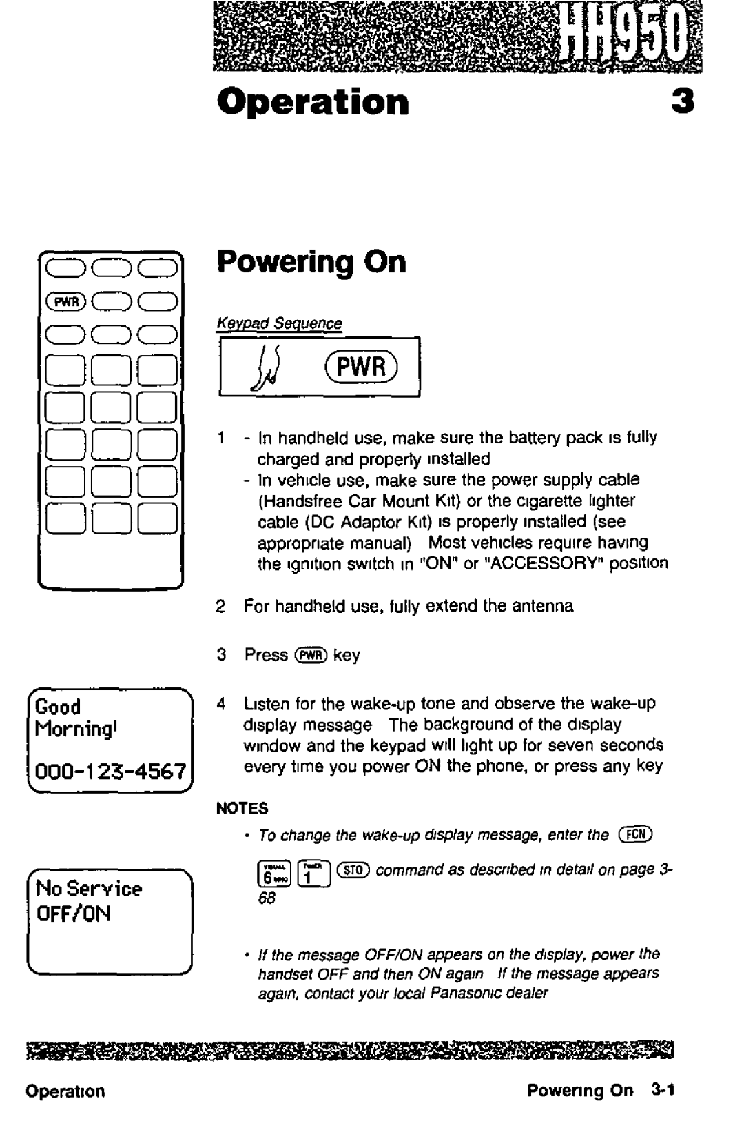 Panasonic HH950 manual 